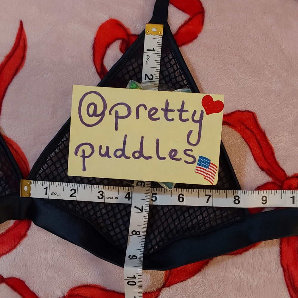 💎 XXL 2pc VS Very Sexy Ziggy Glam Shine Fishnet Bralette & V-String Set 💎 - Picture 6 of 15